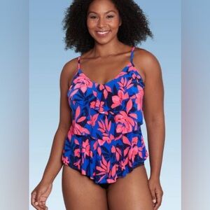 AQUA GREEN Women's UPF 50 Tiered Tankini Top